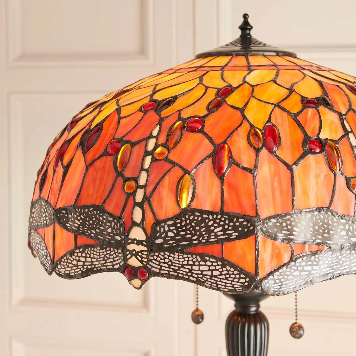 TF Dragonfly Motif Floor Lamp - Vintage Stained-Glass for Living Rooms K1903