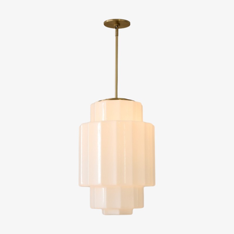Vexrona Glass Shade Pendant Light - Modern Adjustable Rod Hanging Lamp for Living Room K1708