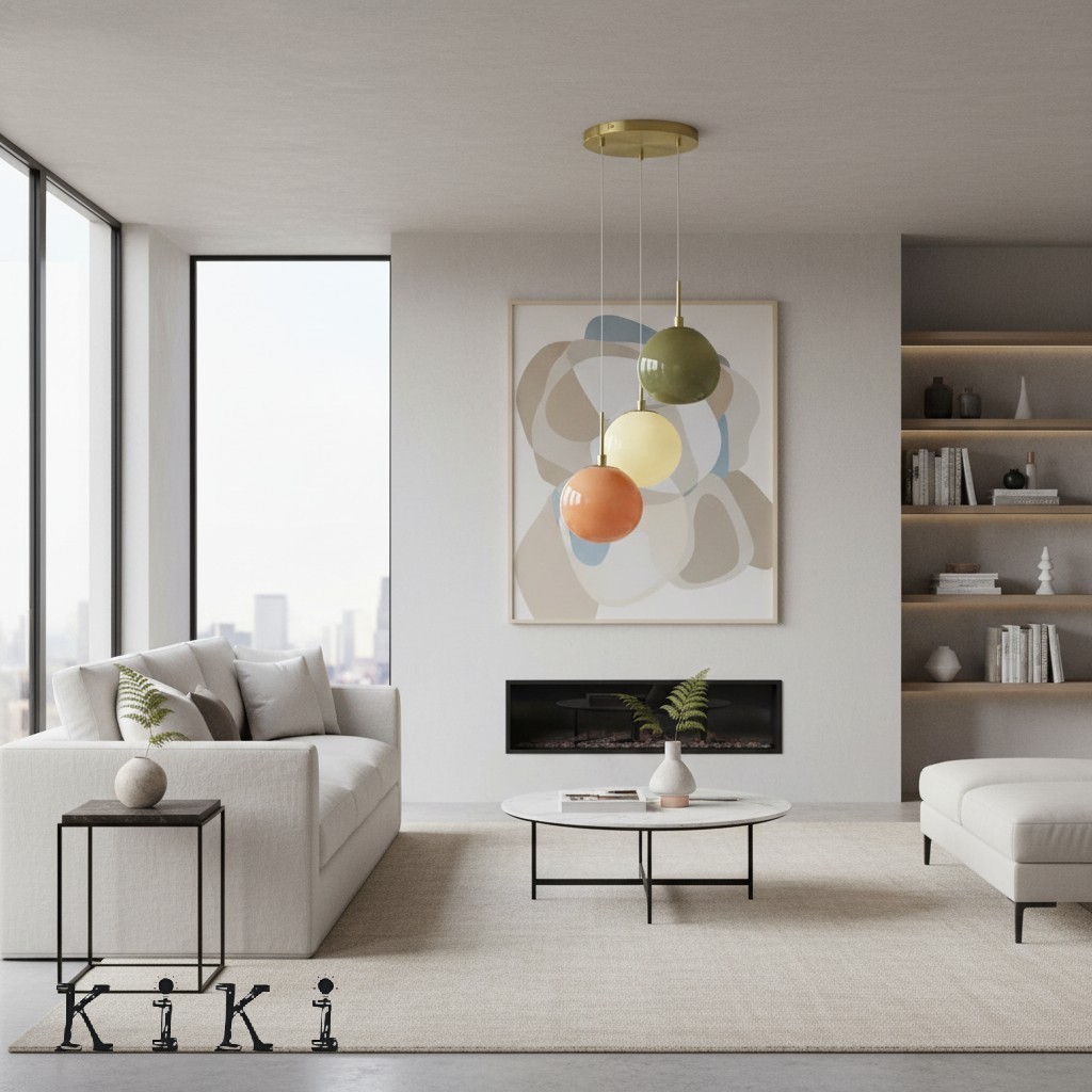 Artistic Multi-Color Glass Pendant – Minimalist Hanging Light for Living Room K1429