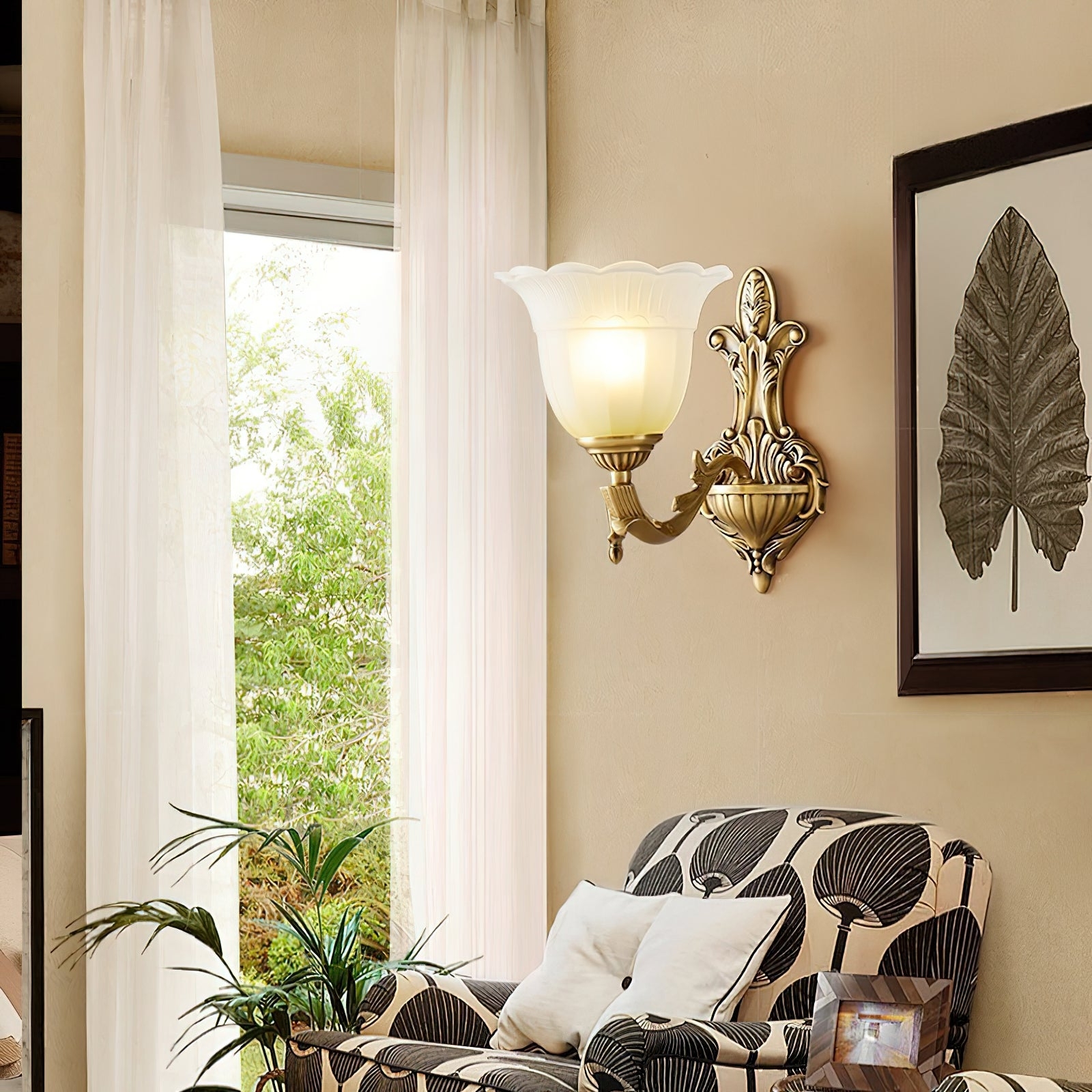 Bloom Flower Brass Sconce D631