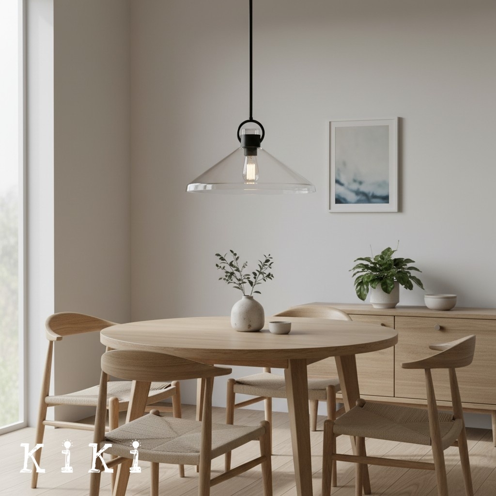 Orvessa Elegant Cone Pendant Light - Clear Glass Pendant Lamp for Kitchen K2360