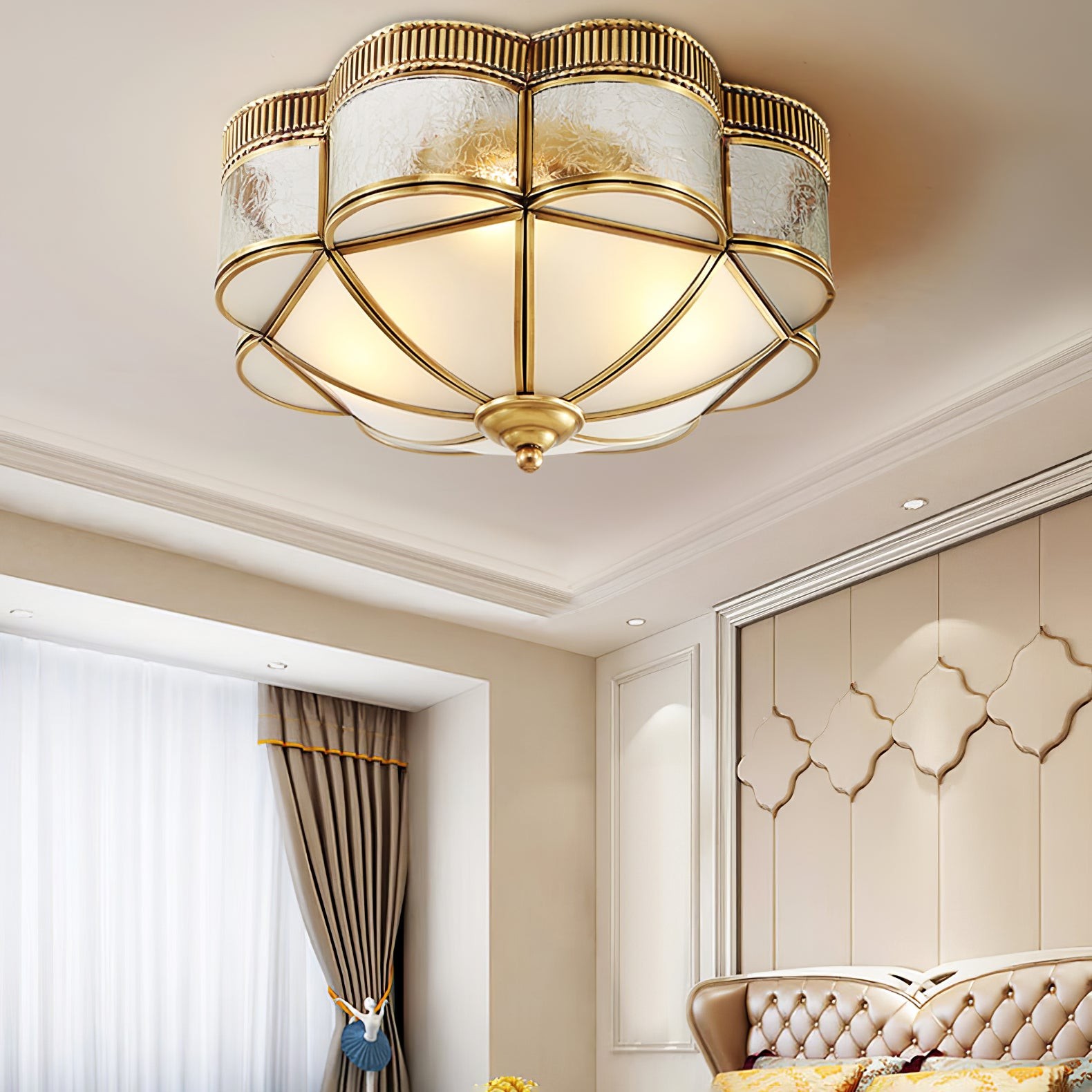 Brass Domed Flush Ceiling Lamp K274