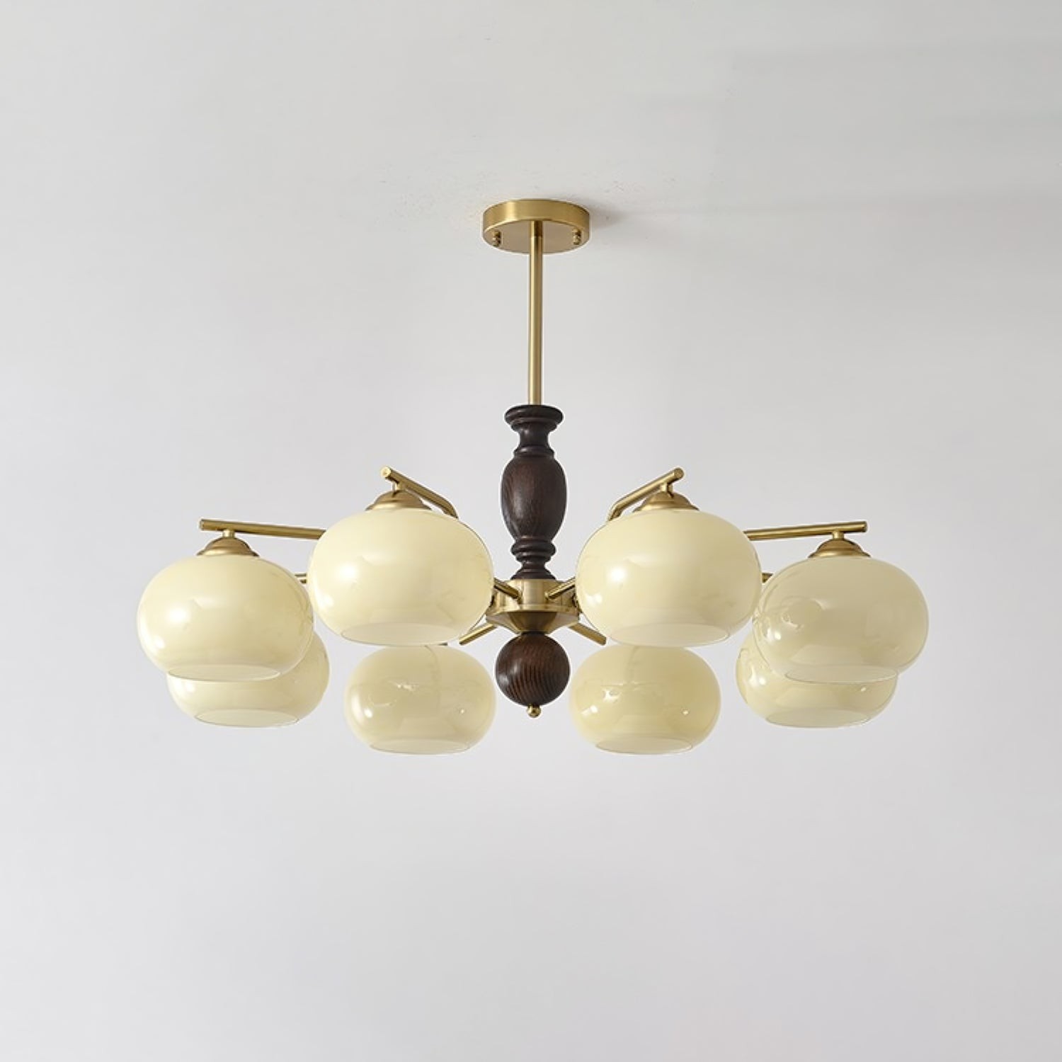 Medieval Style Walnut Beige Orb Chandelier K763