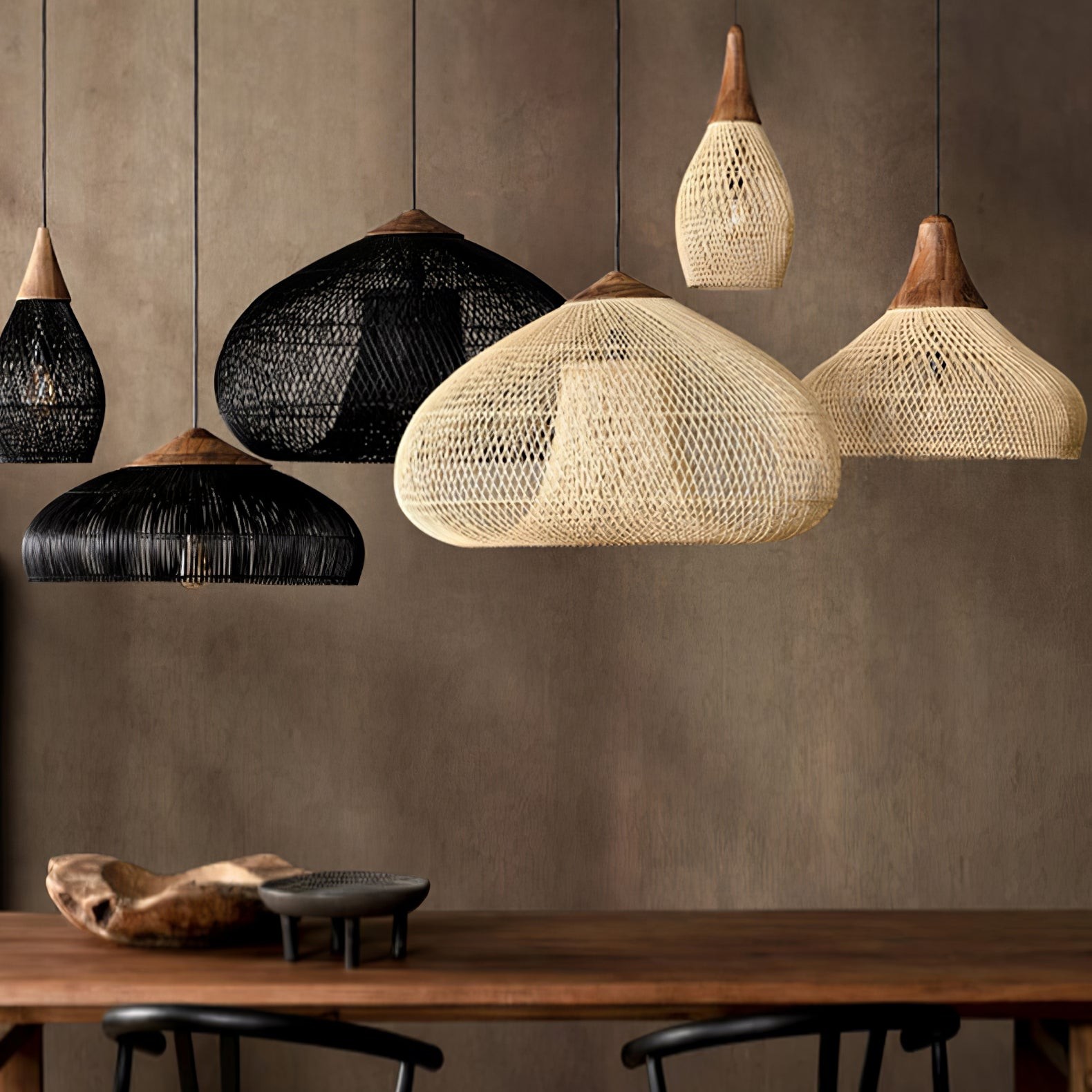 Harp Braided Rattan Pendant Lamp K1175