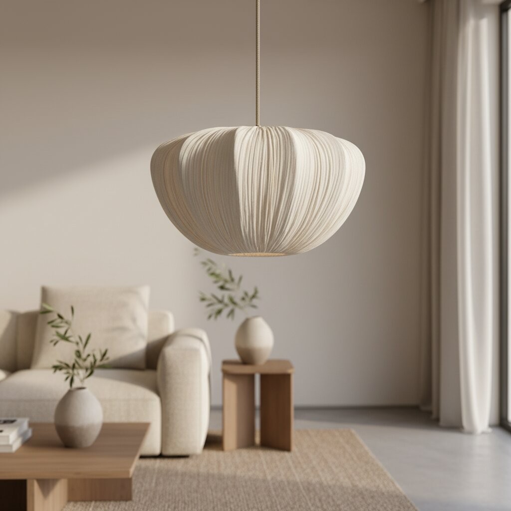 Linbron Linen Pendant Light - Soft Textile Finish Pendant Lamp for Home K2054