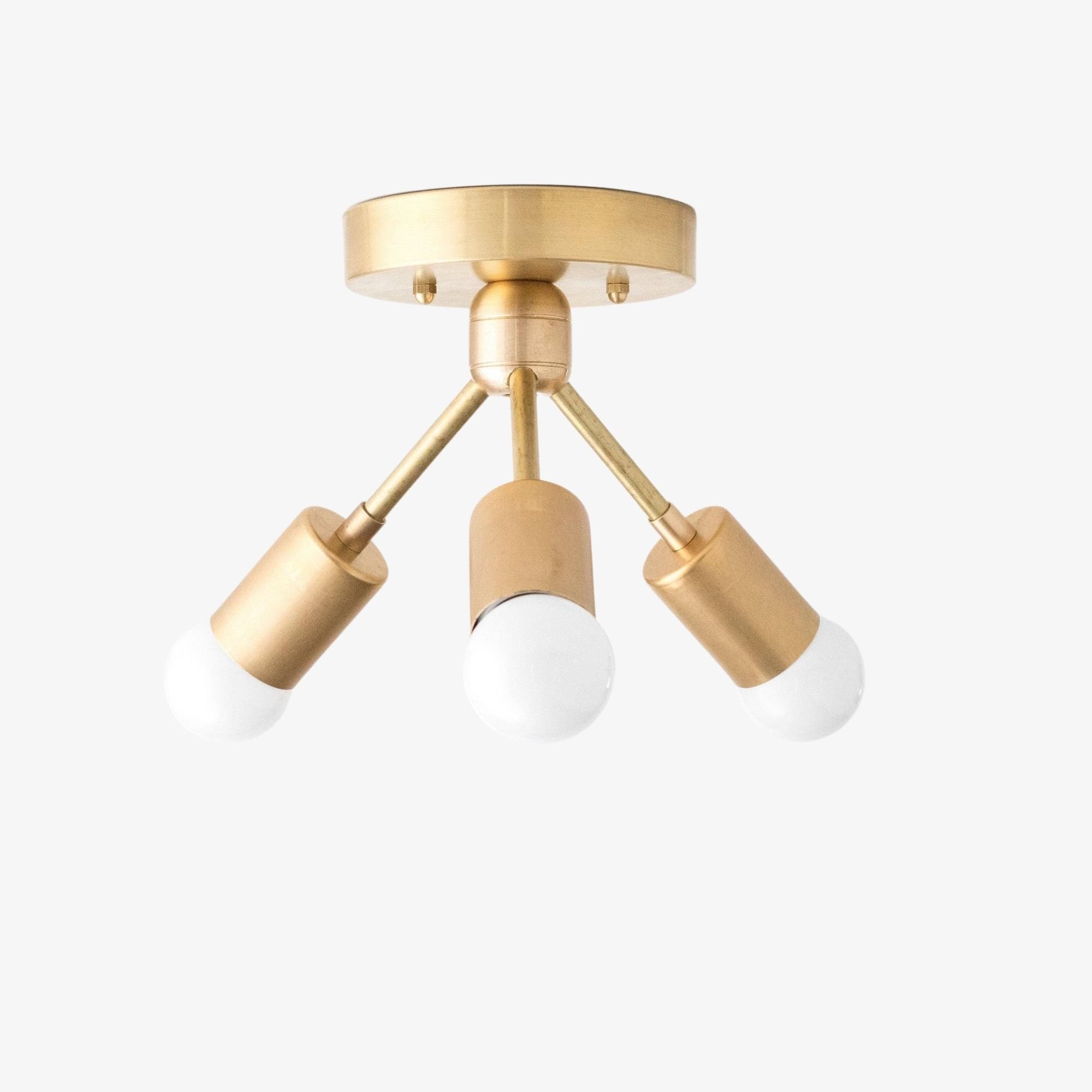 Mobilux Line Modern Brass Flush Mount - Minimalist Gold Ceiling Light for Bedroom K1454