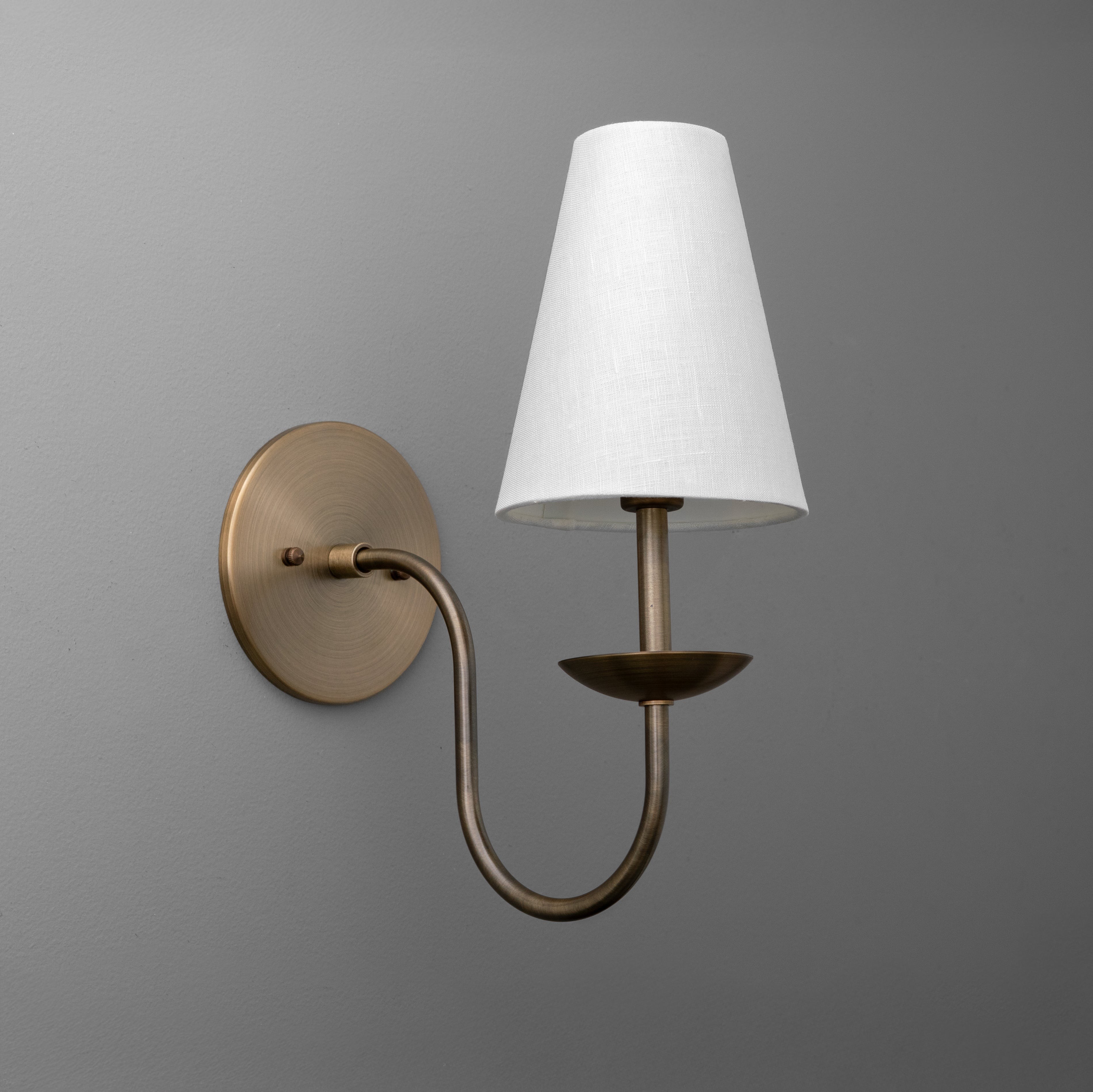 Curva Metal White Linen Sconce - Classic Brass Wall Light for Bedrooms K1541