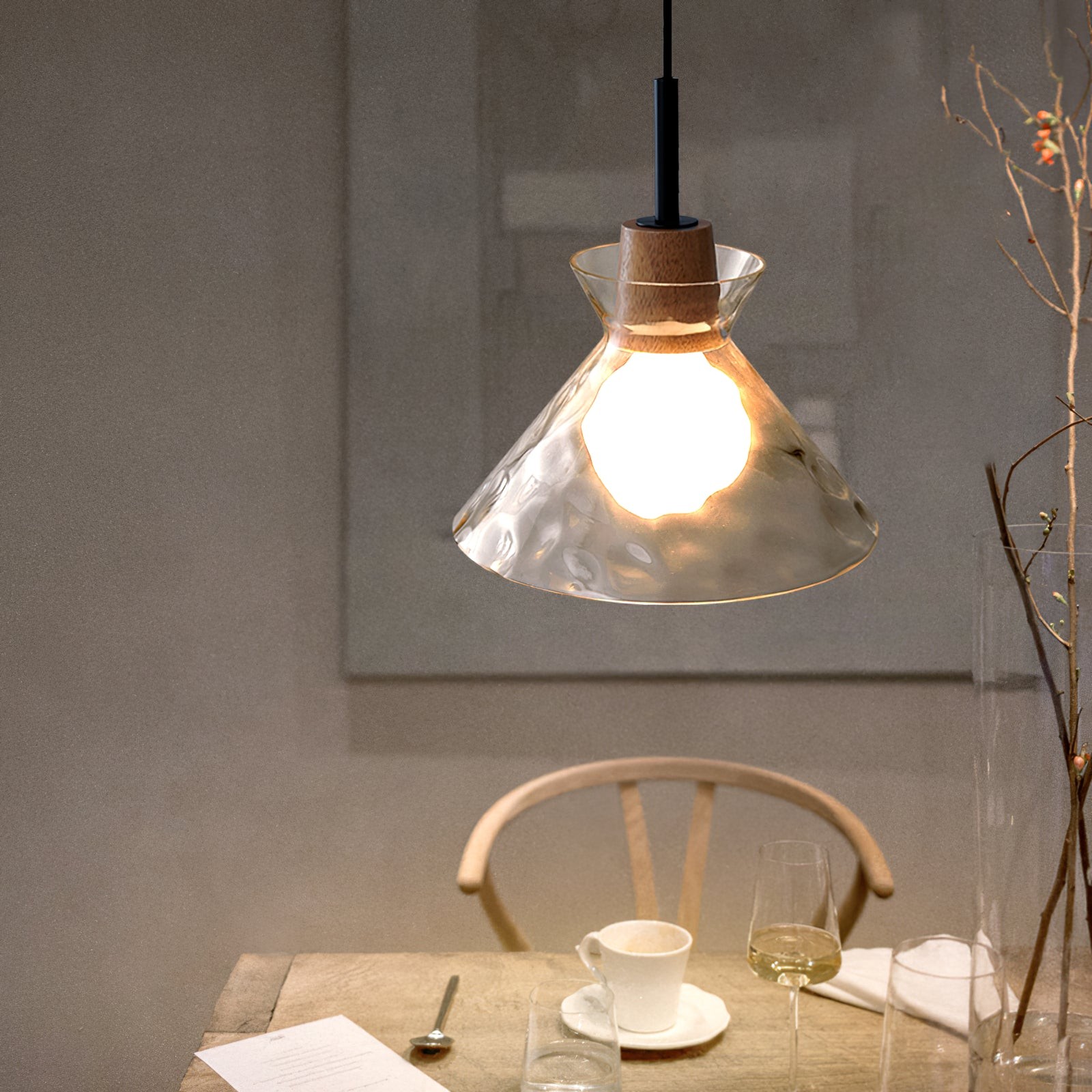 Wavy Glass Pendant Light - Ripple Glass Pendant Light for Dining Room K610