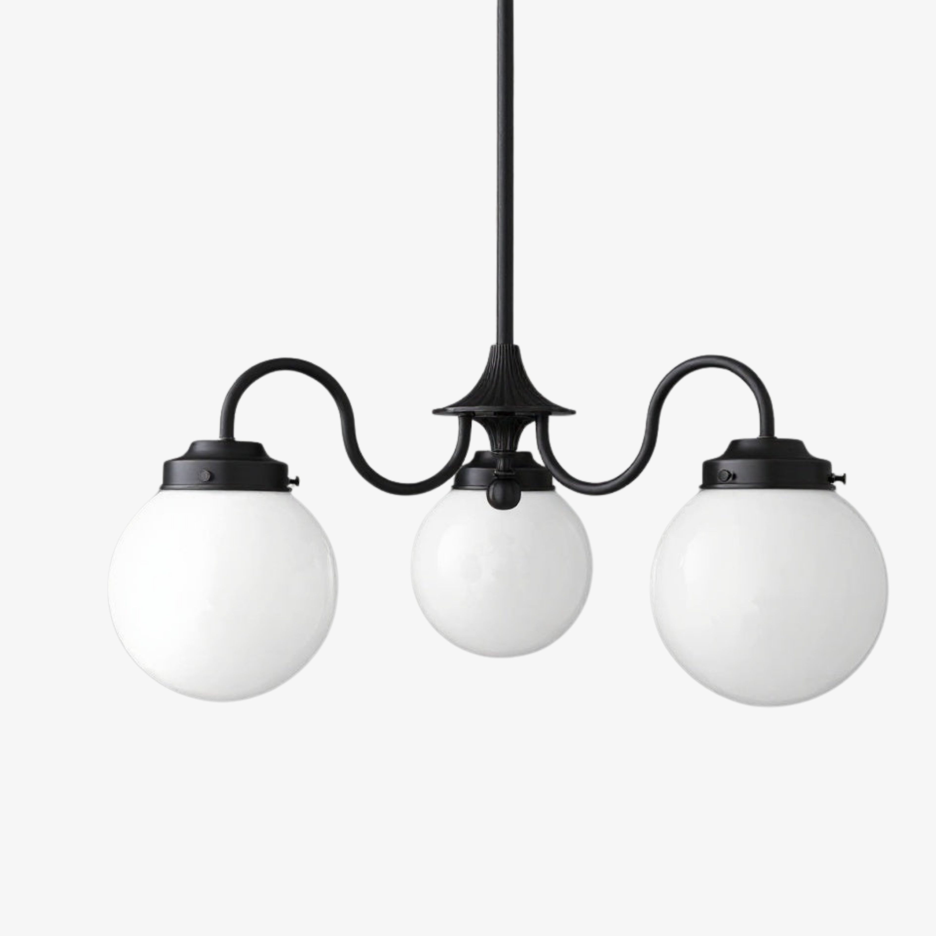 Glorica Glass Vintage Globe Chandelier - Brass 3-Light Frosted Glass Hanging Fixture K1496