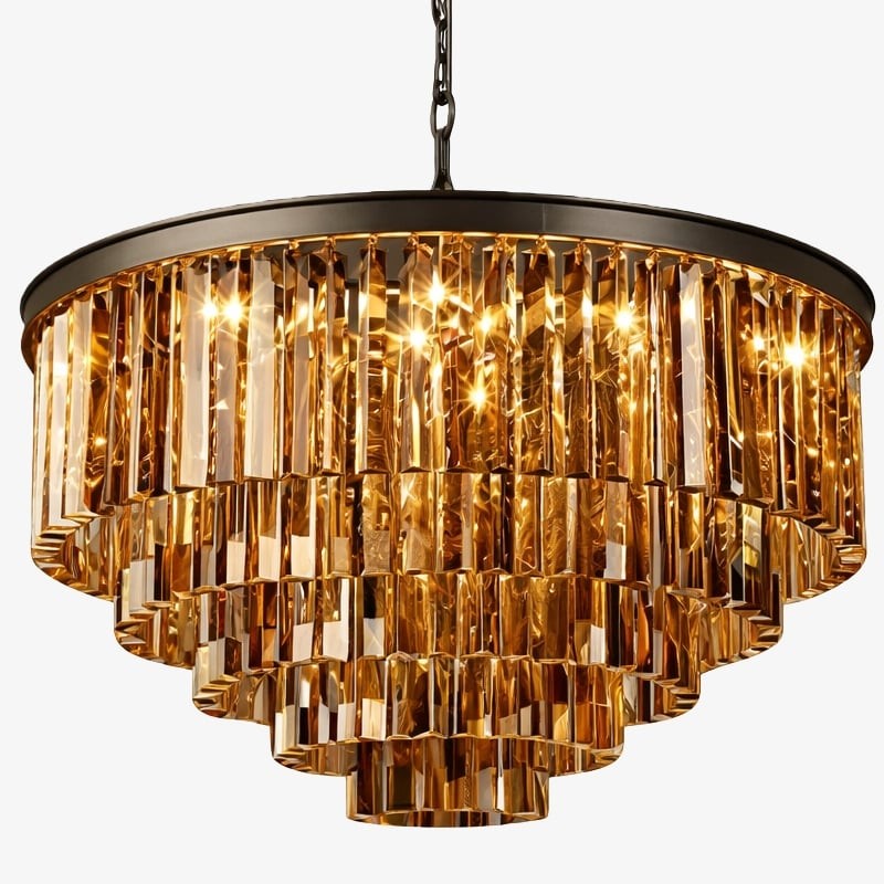 Aurevon Crystal Prism Metal Frame Modern Ceiling Chandelier for Home and Hotel K2071