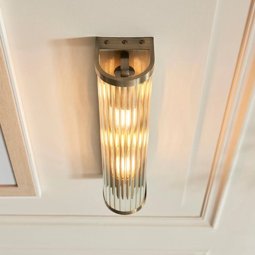 RibGlow Art Deco Ribbed Glass Wall Light - Vintage-Inspired Sconce for Living Room K1808