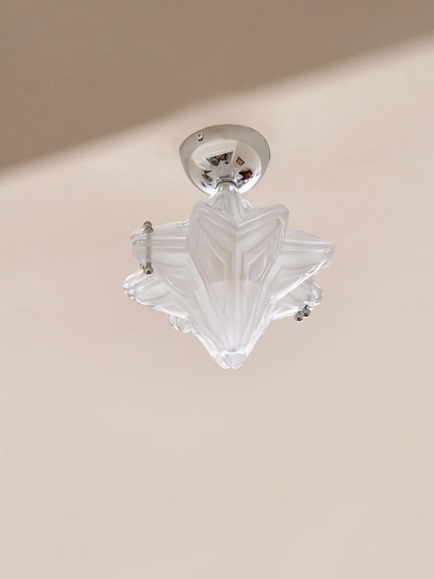 Art Deco Star Ceiling Lamp - Frosted Glass Fixture for Hallway & Entryway - Astris Ceres K1582
