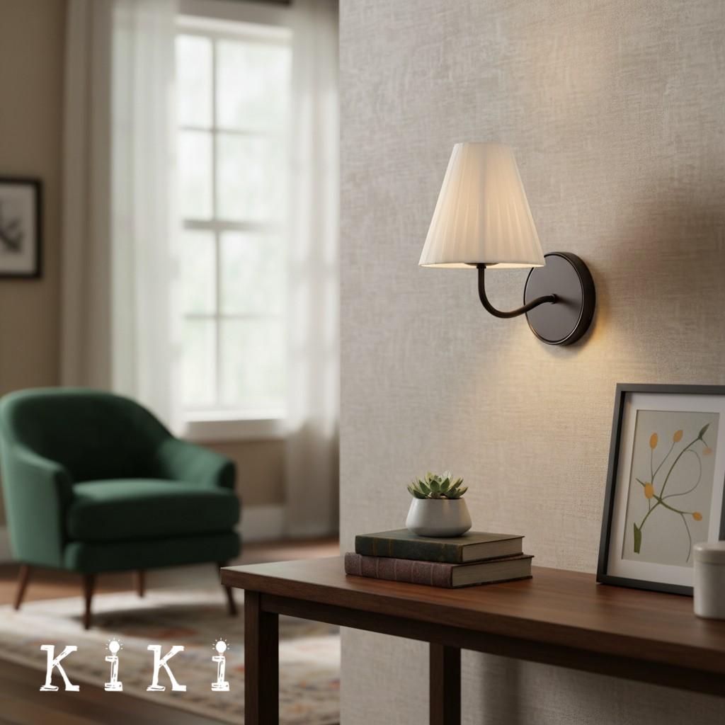 Fibura Elegant Linen Shade Wall Lamp - Contemporary Lighting for Hallway and Bedroom K1408