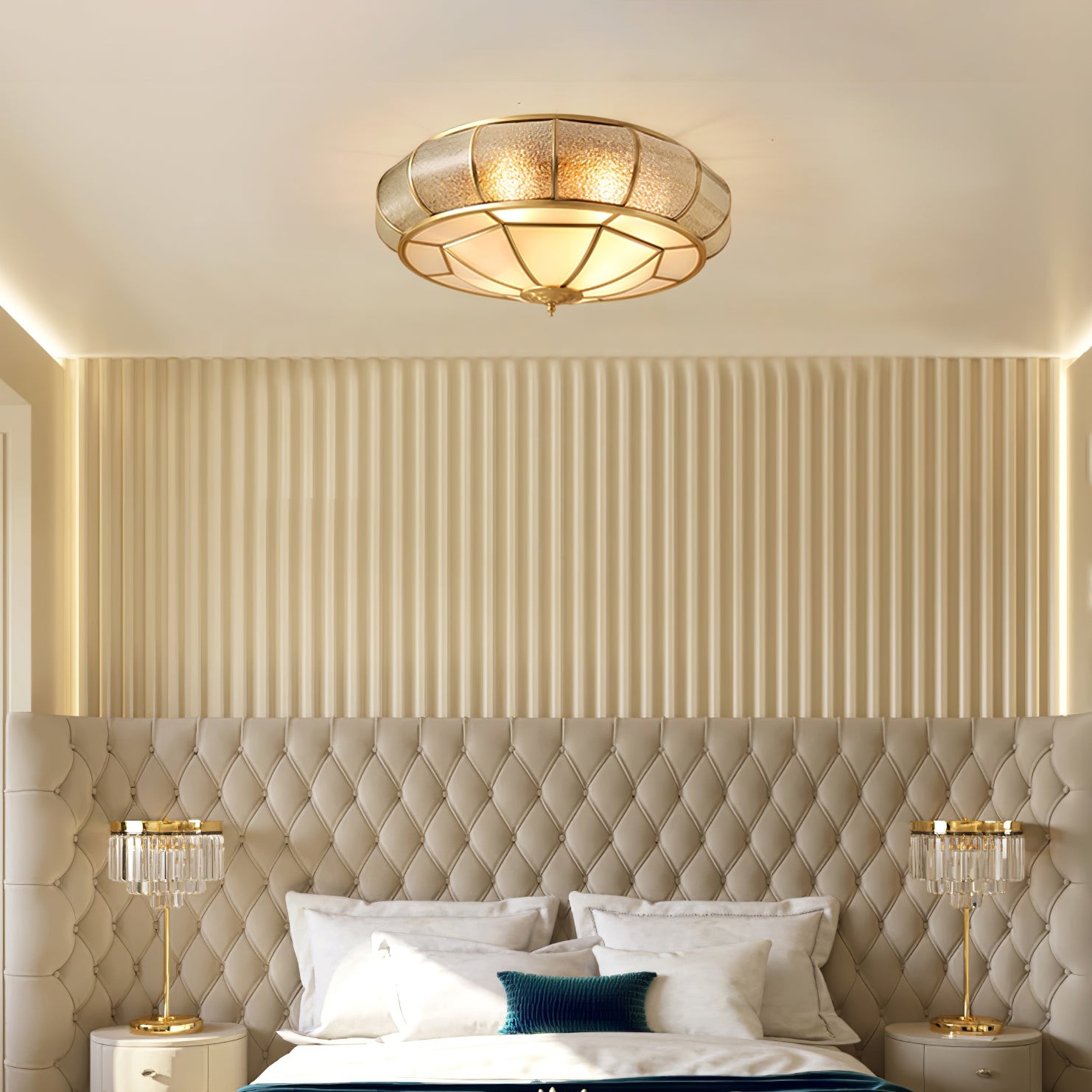 Round Textured Glass Ceiling Light K650