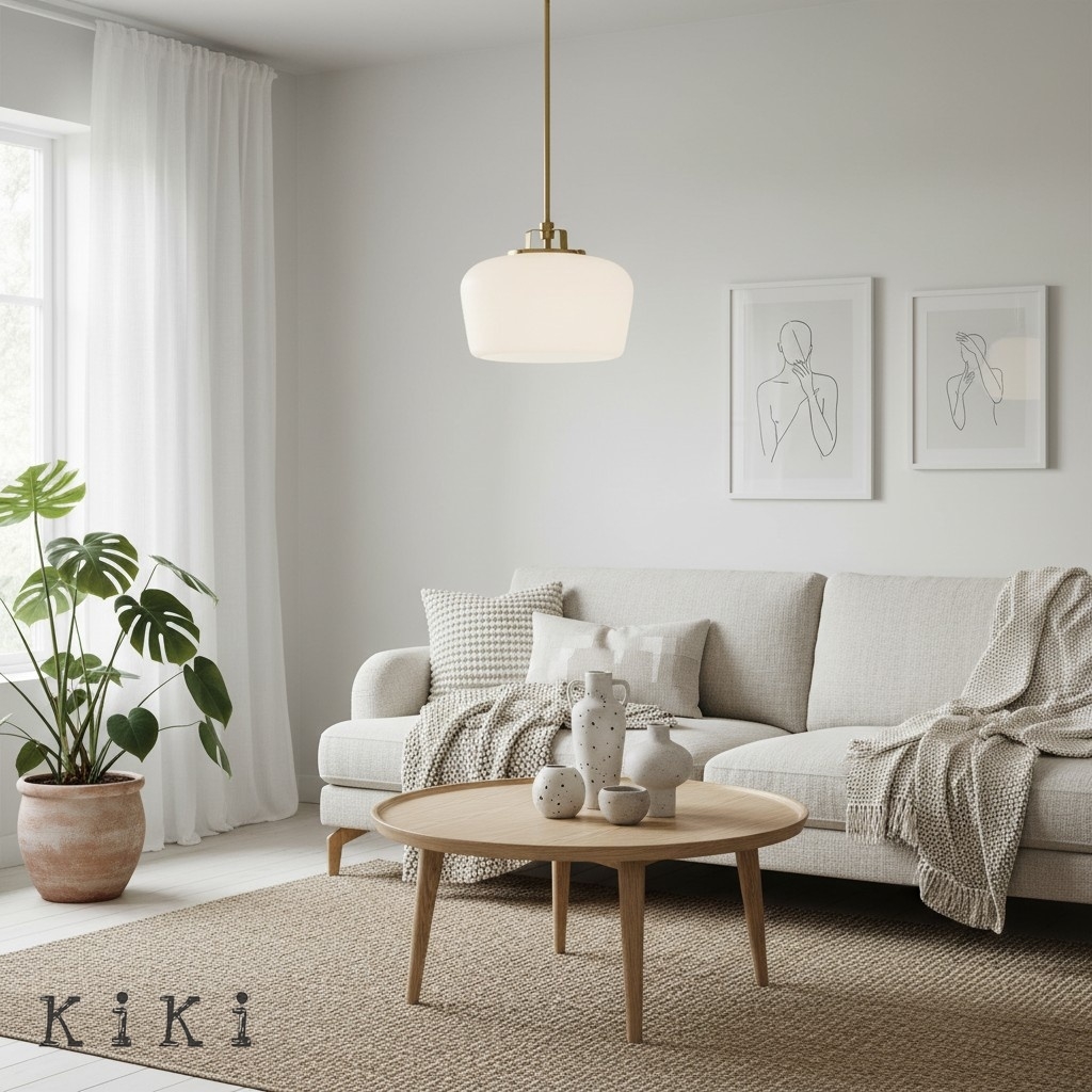 Lirra Opal Glass Pendant Light - Modern Adjustable Hanging Lamp for Kitchen K1730