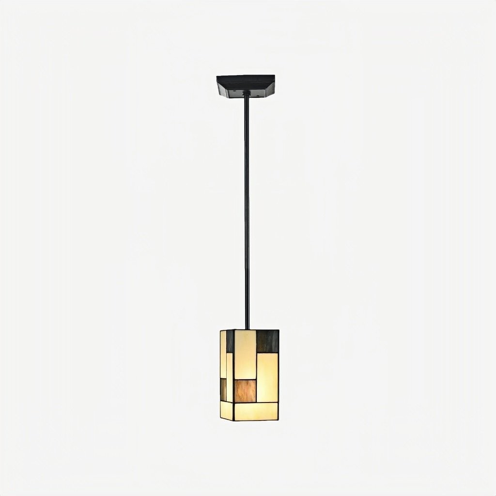 TF Manchester Art Deco Pendant Light - Geometric Stained-Glass Hanging Lamp K1851