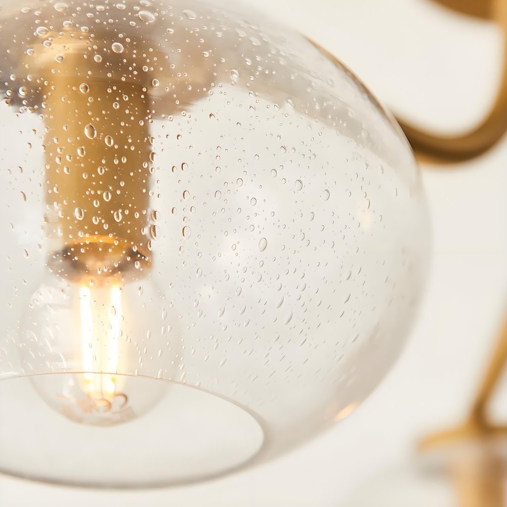 Bublaris Bubble-Glass Semi-Flush Ceiling Light - Curved Brass Arms for Living Room K1927