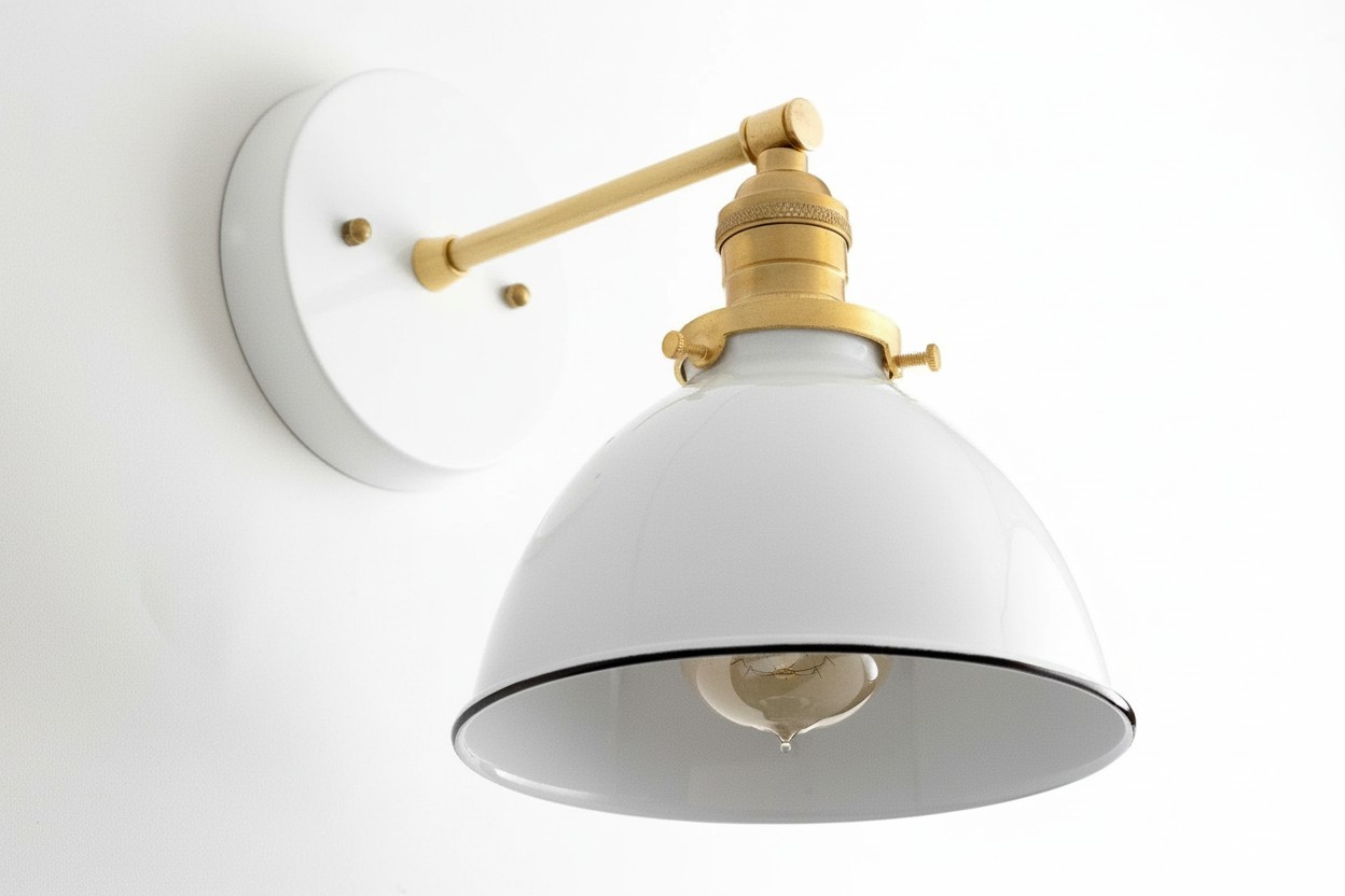 Conique Metal Wall Sconce - White Metal Shade - Industrial Modern Lighting K1446