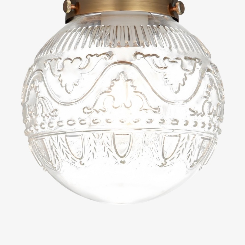 Naveliro Globe Glass Ceiling Light - Modern Embossed Glass Ceiling Lamp for Living Room K2231