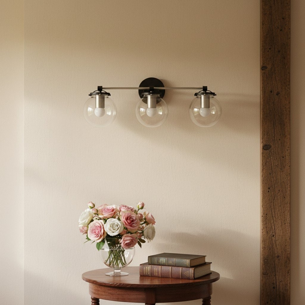 Glorica Glass 3 Shade Globe Vanity Light - Soft Bathroom Light Fixture K1453