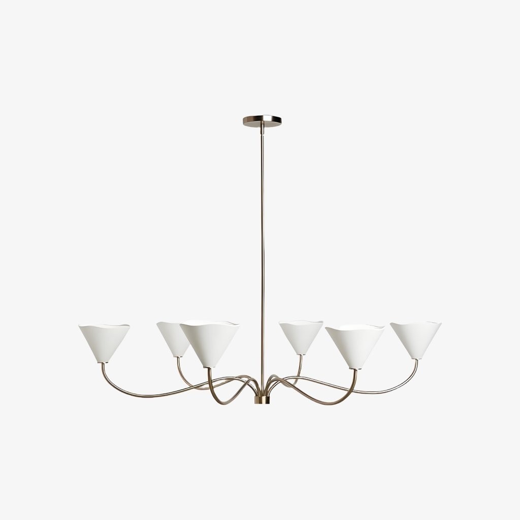 Kysara Linear Chandelier - Curved Lamp Arms and Fabric Shades are Suitable for Living Rooms or Dining Rooms K1653