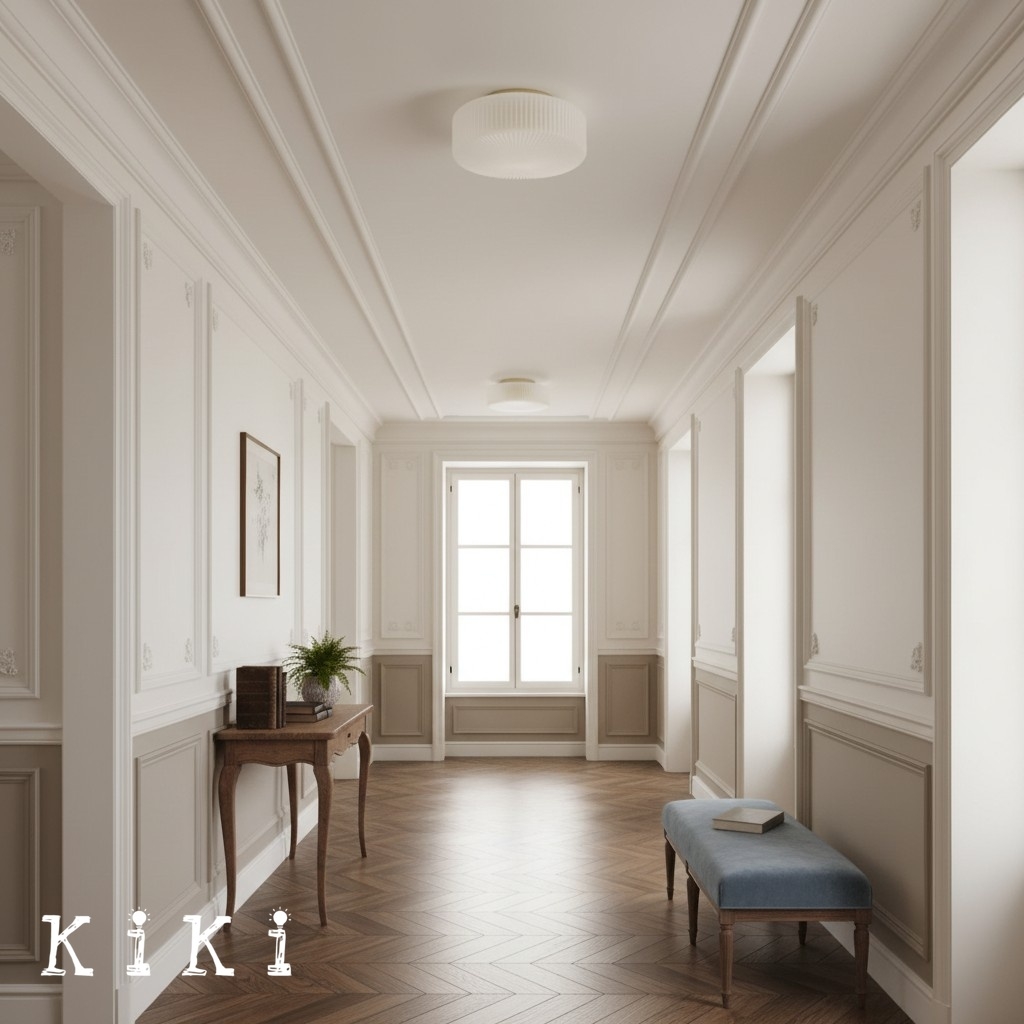Lunorib Ribbed Metal Glass Ceiling Lamp - Minimalist Opal Glass Light for Kitchen K2223