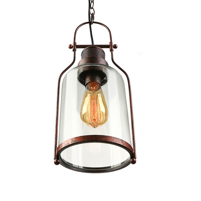 Industrial Vintage Iron Glass Jar 1-Light Pendant Light K843