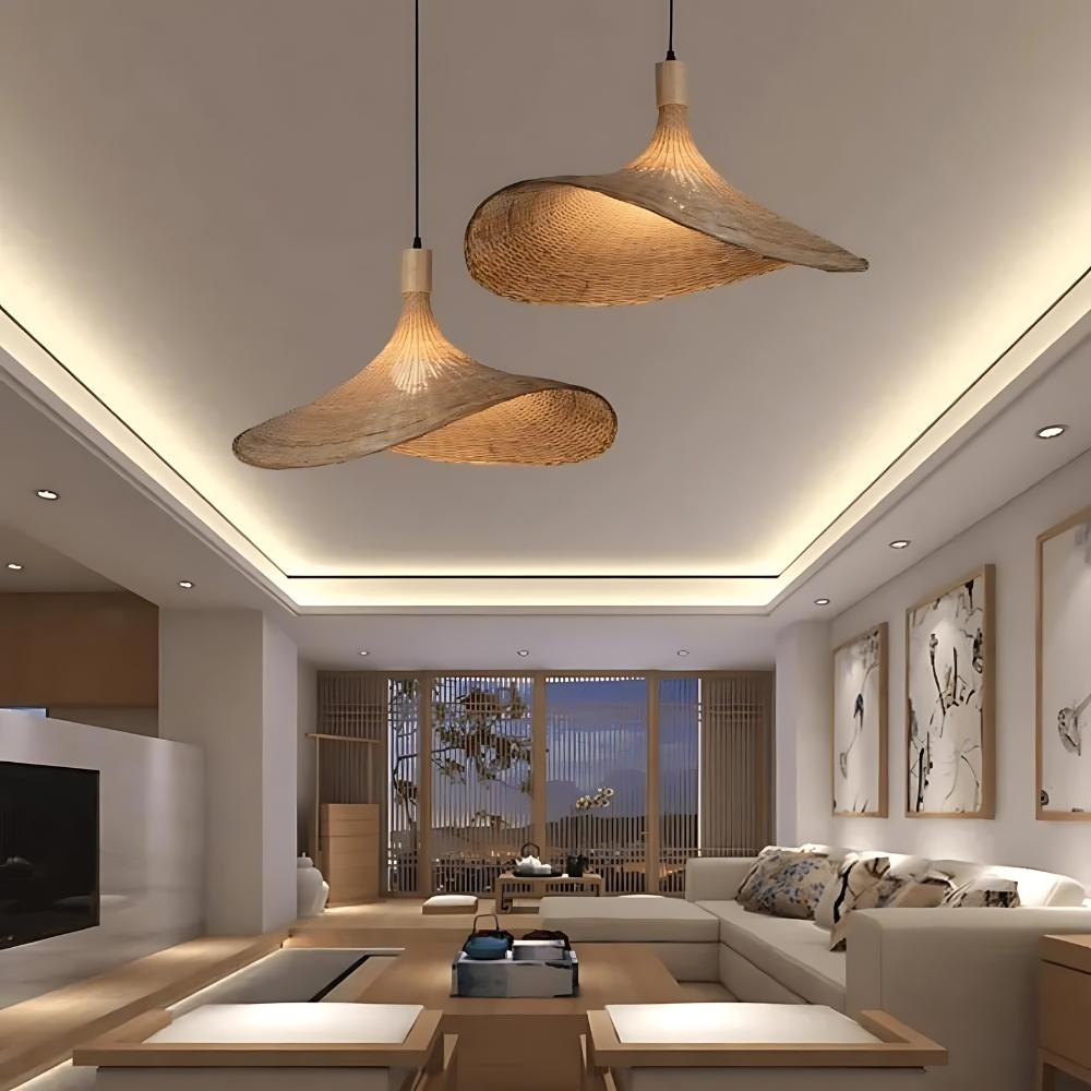 Rustic Raphia Charm Rattan Pendant Light D834
