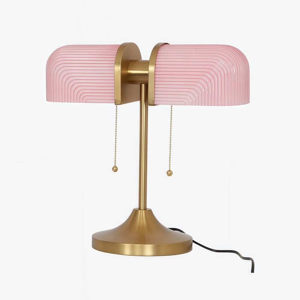 Aurebron Fluted Glass Table Lamp - Modern Decorative Metal Base Table Lamp for Living Room K2316
