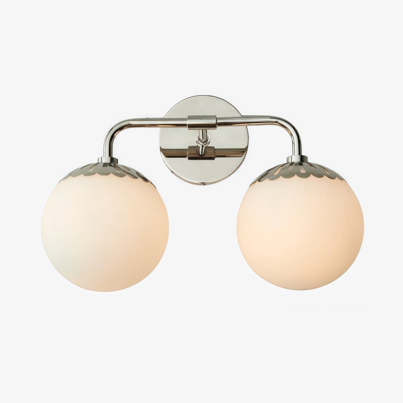 Vinbrea Glass Globe Wall Lamp - Minimal Curved Arm Light for Living Room K2382