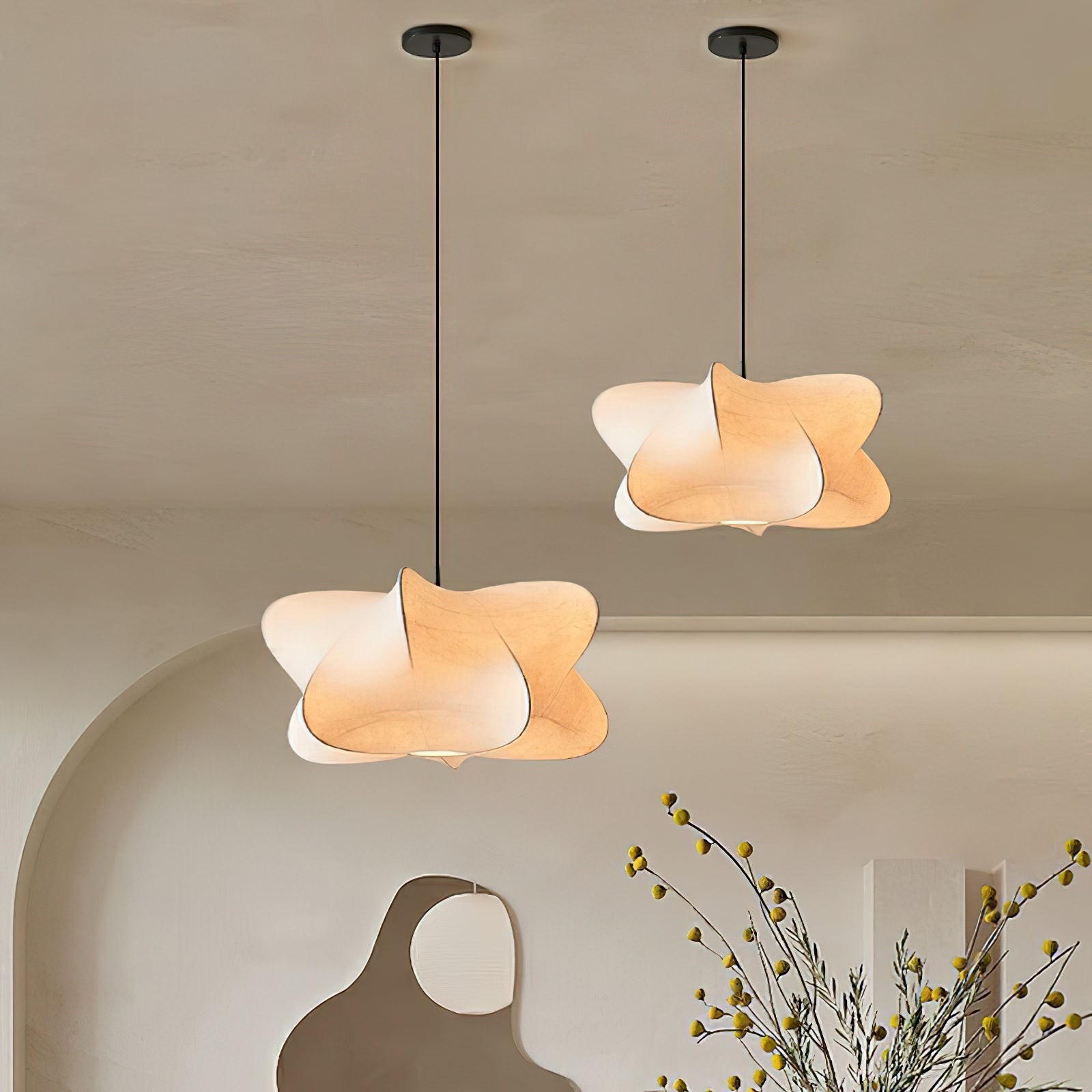 Lunaveo Timeless Minimal Silk Pendant Lamp - Cloud Shade Lighting for Home Decor K369