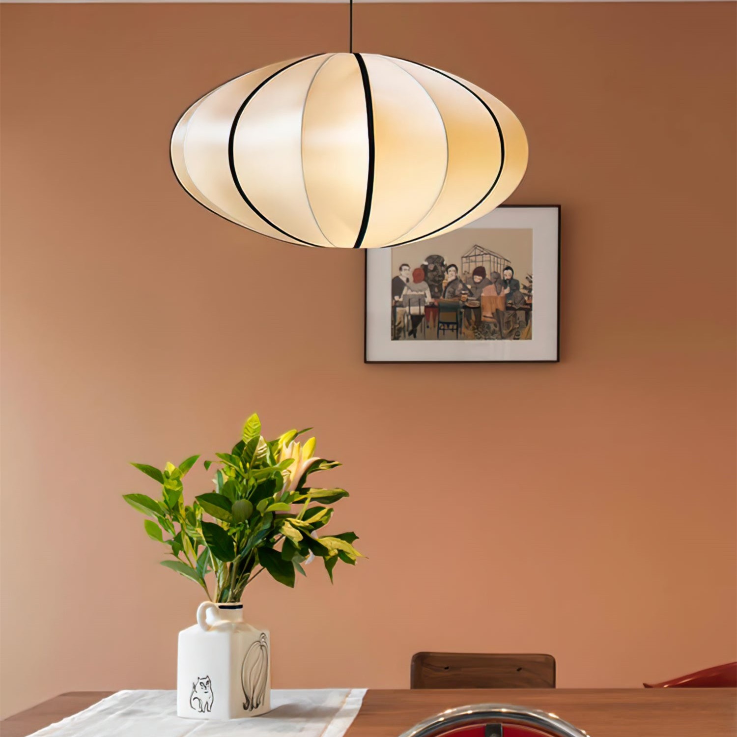 Ribbon Fabric Pendant Light – Elegant Lantern Light for Dining & Living K173