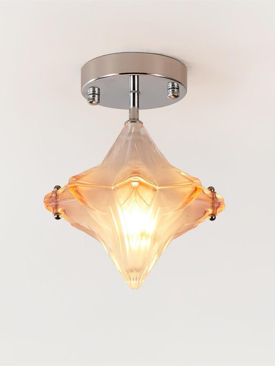 Art Deco Star Ceiling Lamp - Frosted Glass Fixture for Hallway & Entryway - Astris Ceres K1582