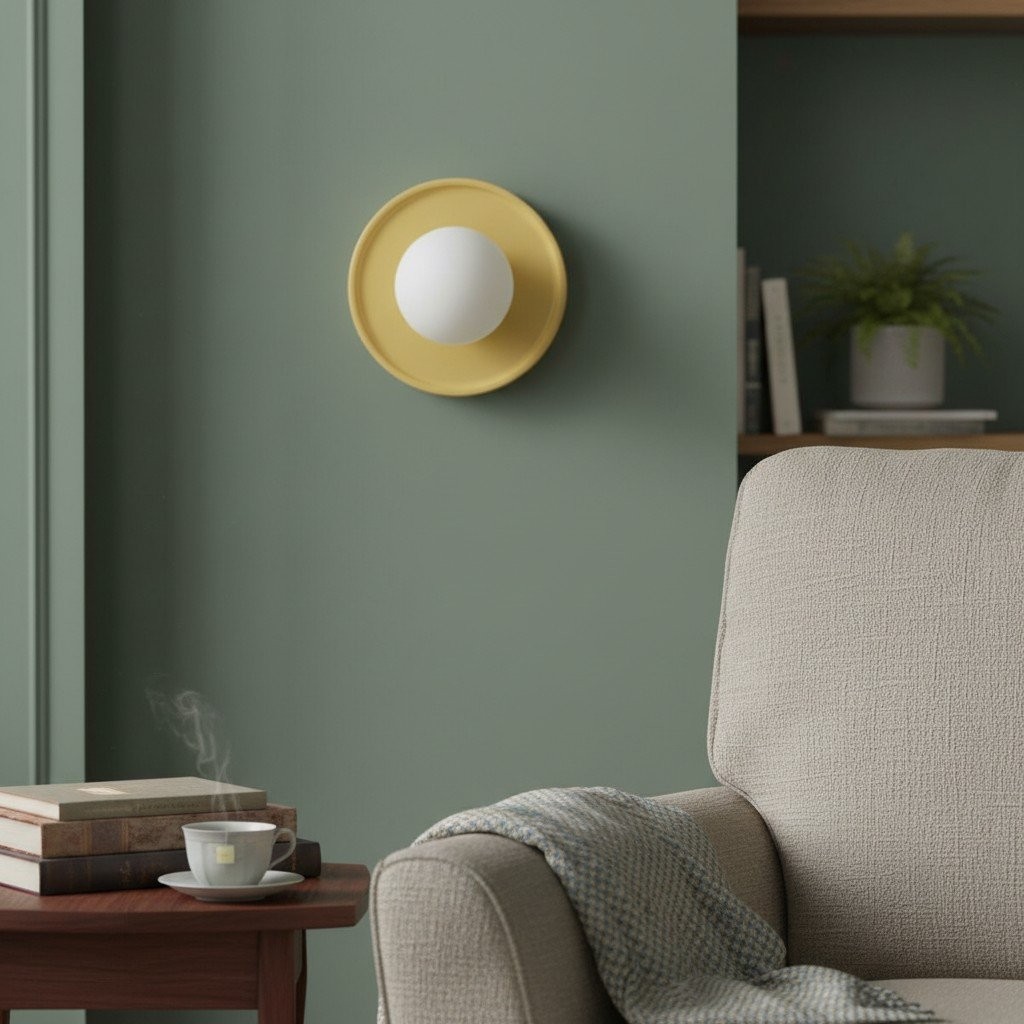 Solna Frosted Globe Glass Wall Sconce - Minimalist Round Ceramic Socnce for Bedrooms and Hallways K1700