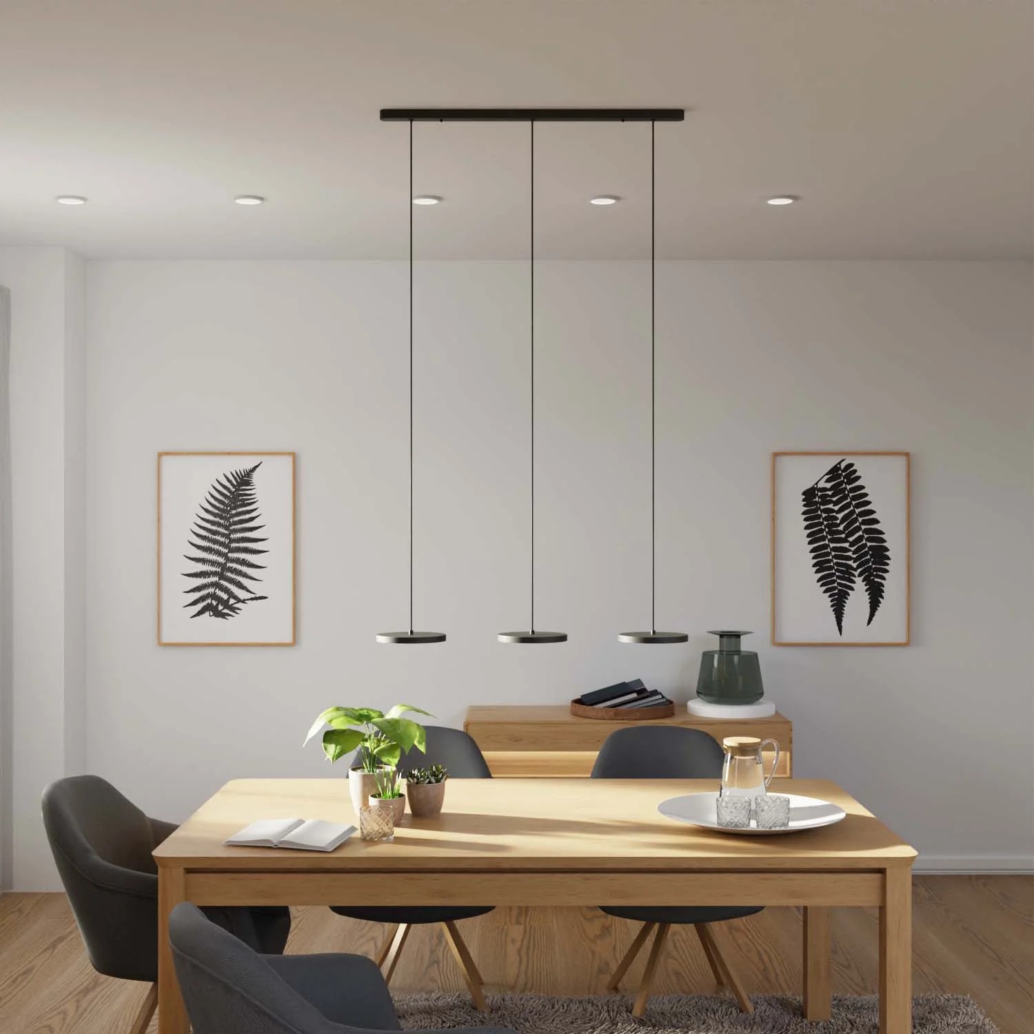 Modern Round Disc Flat Pendant Light - Multi-Light Pendant With LED Light K1555