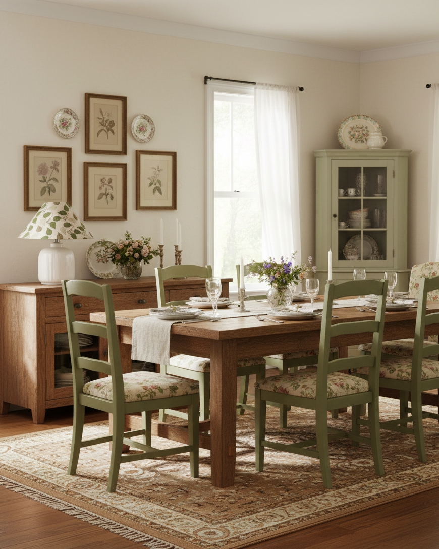 Evergreen Floral Table Lamp D327