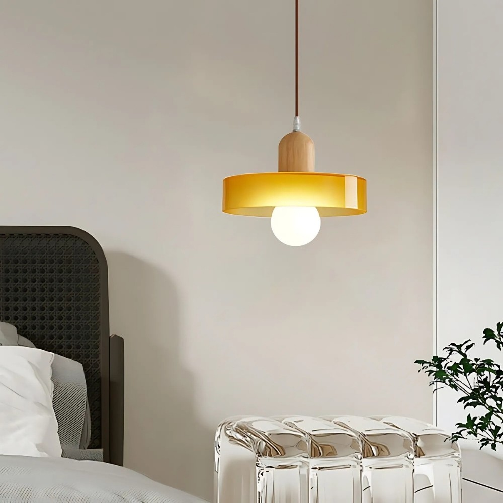 Modern Nordic Wood Disc Orb Pendant Light K894