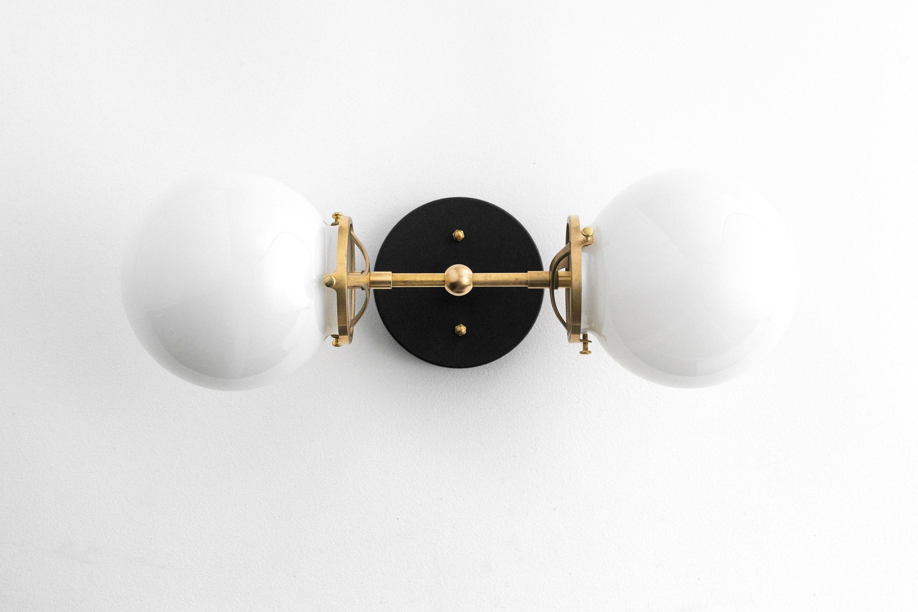 Lumio Globe Art Deco Vanity Light -  Opal Globe Bathroom Sconce K1444