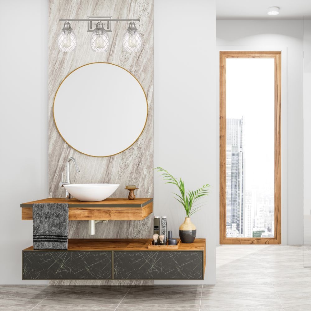 Modern Farmhouse Brushed Nickel Glass Wall Light K107