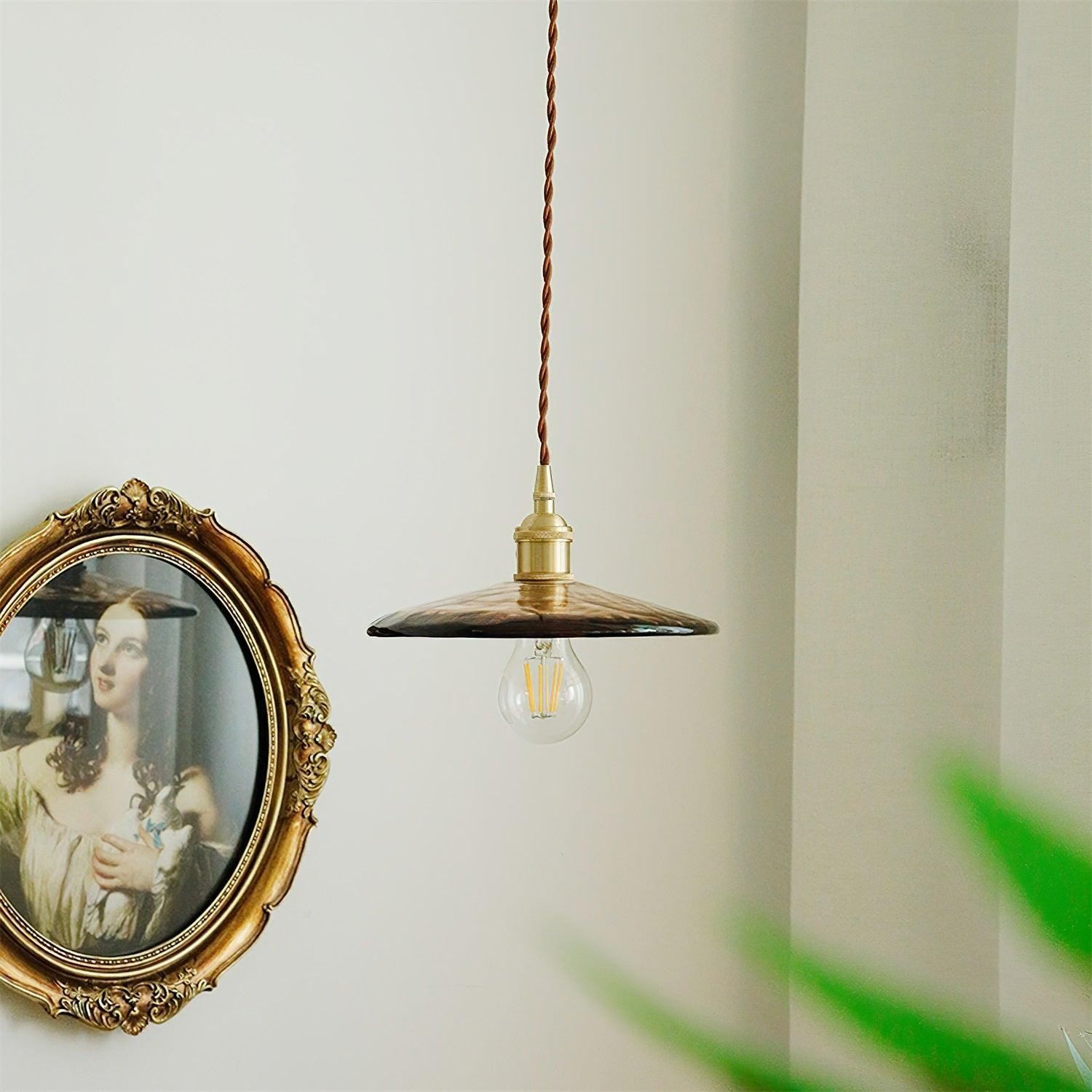 Brass Vintage Clear Glass Pendant Light K586