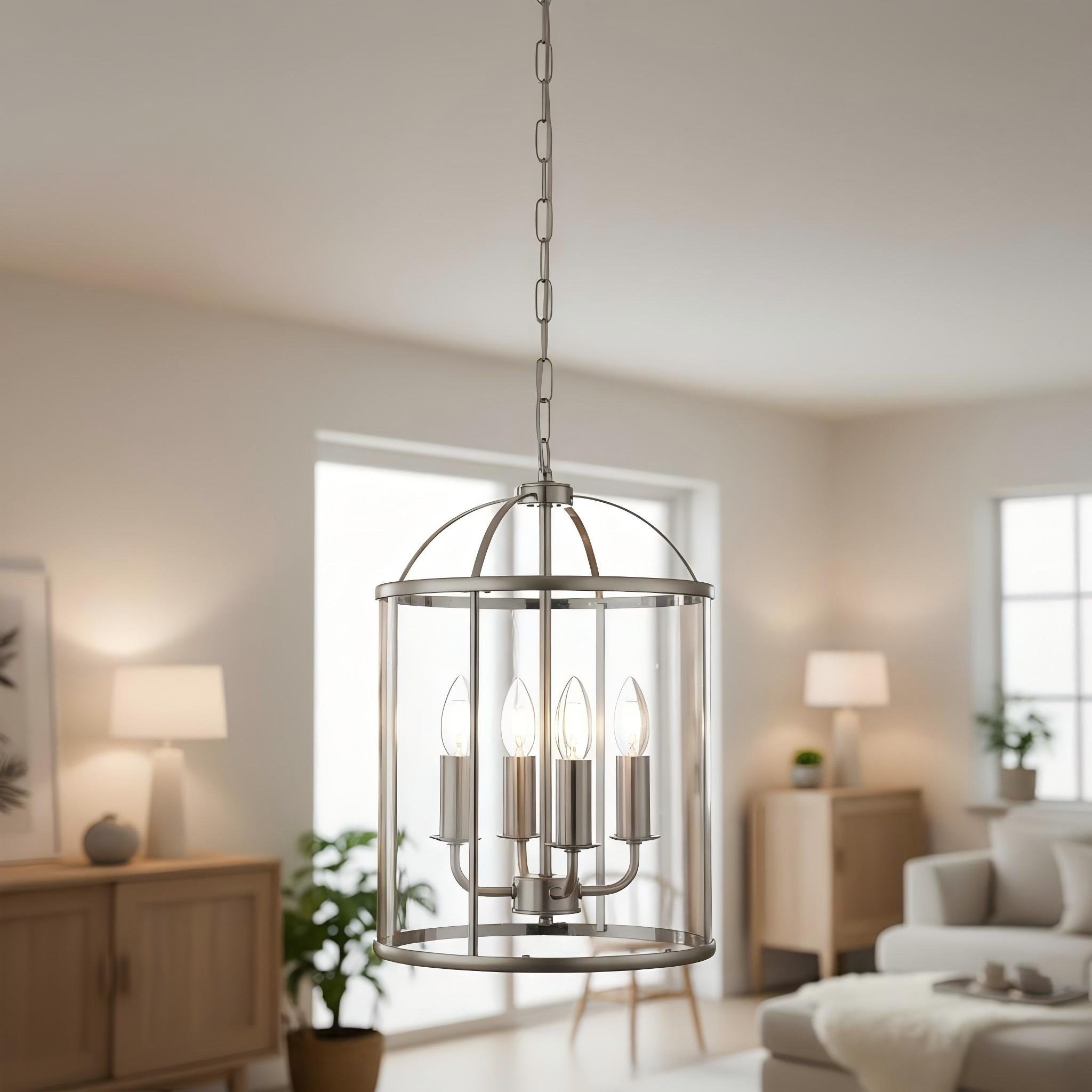 Luxvana Bell Shaped Glass Pendant Light - Industrial Metal Lantern Design Fixture for Kitchen K1833