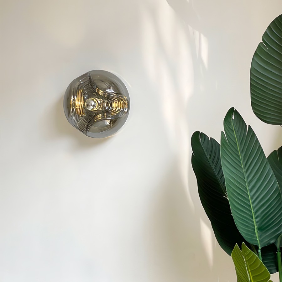 Bauhaus Stripe Glass Irregular Round Wall Light K186