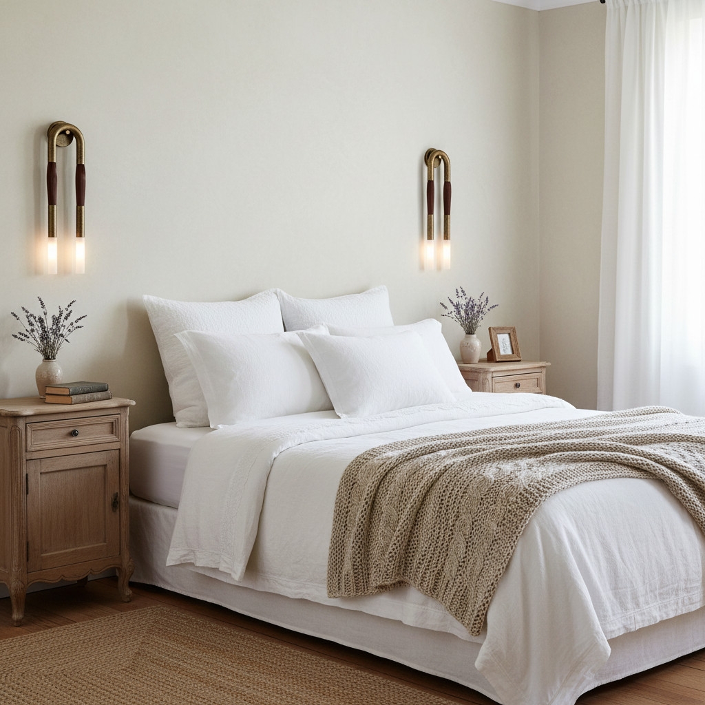 Strandia Double Heads Wall Sconce - Stylish Horsehair Wall Light for Bedroom or Hallway K2385
