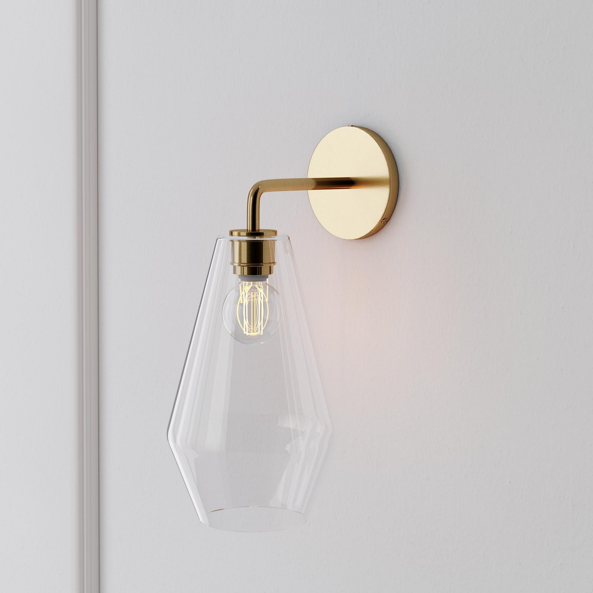 Merin Geometric Glass Wall Sconce - Minimalist Fixture for Bedroom K1402