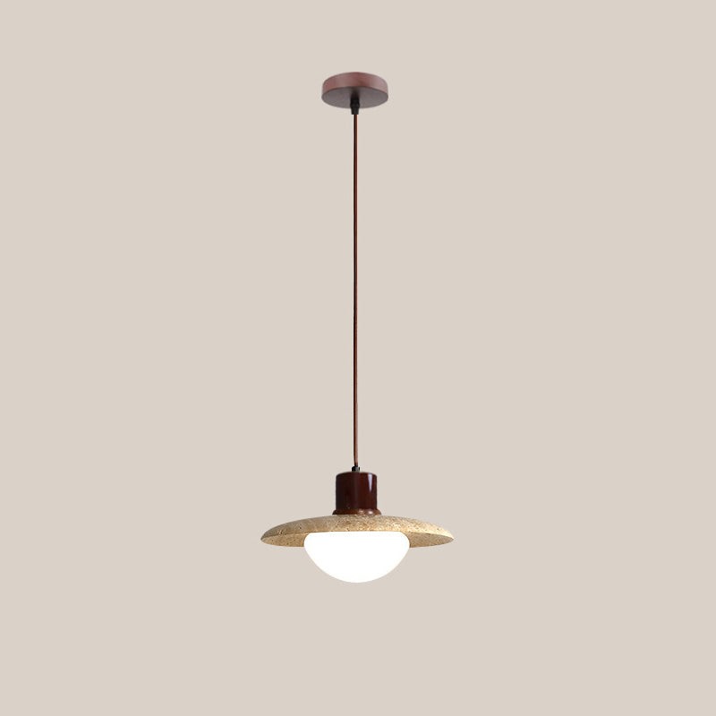 Traditional Japanese Travertine Wood Pendant Lamp K723