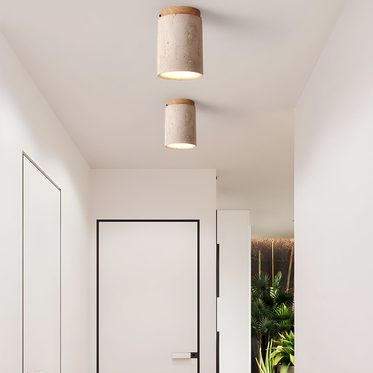 Marble Travertine Column Ceiling Lamp K688