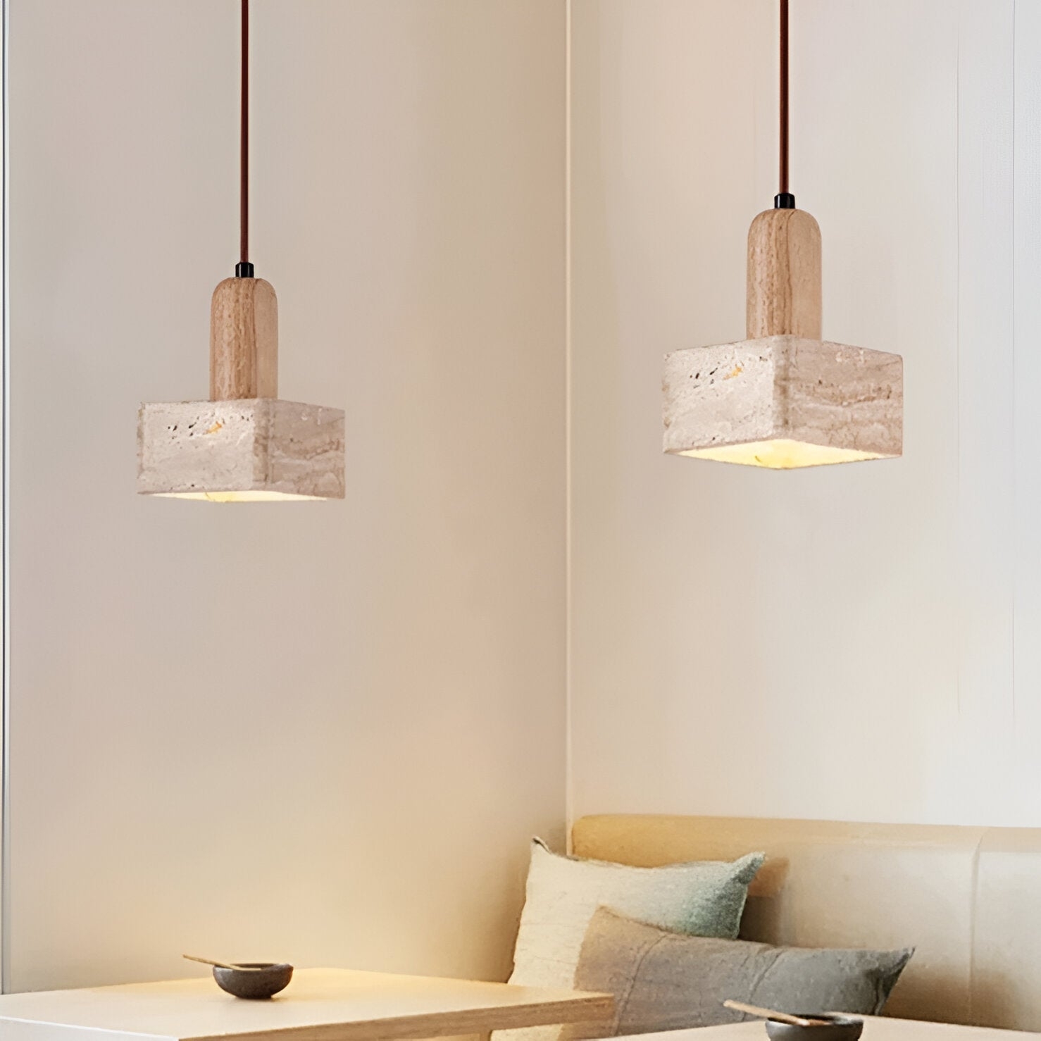 Travertine Square Pendant Light D933