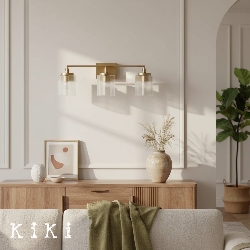 Lirra 3-Light Vanity Wall Light - Ribbed Glass Wall Sconce for Bathroom or Bedroom K1718