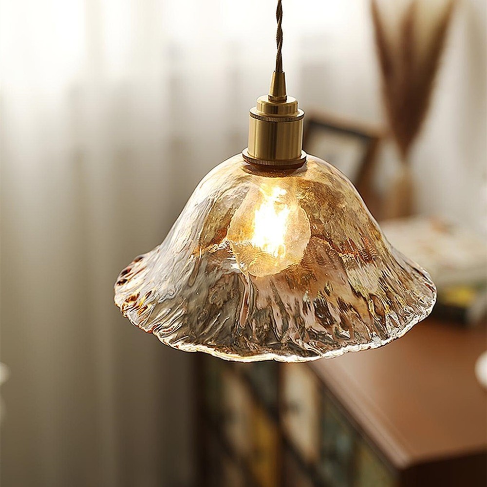 Vintage Irregular Brown Glass Pendant Light K139