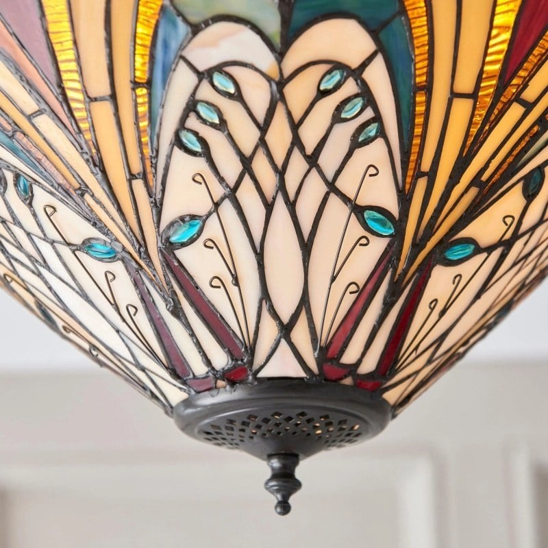 TF Hector Ceiling Light - Handcrafted Stained Glass Design Semi‑Flush or Pendant Fixture for Home K1990